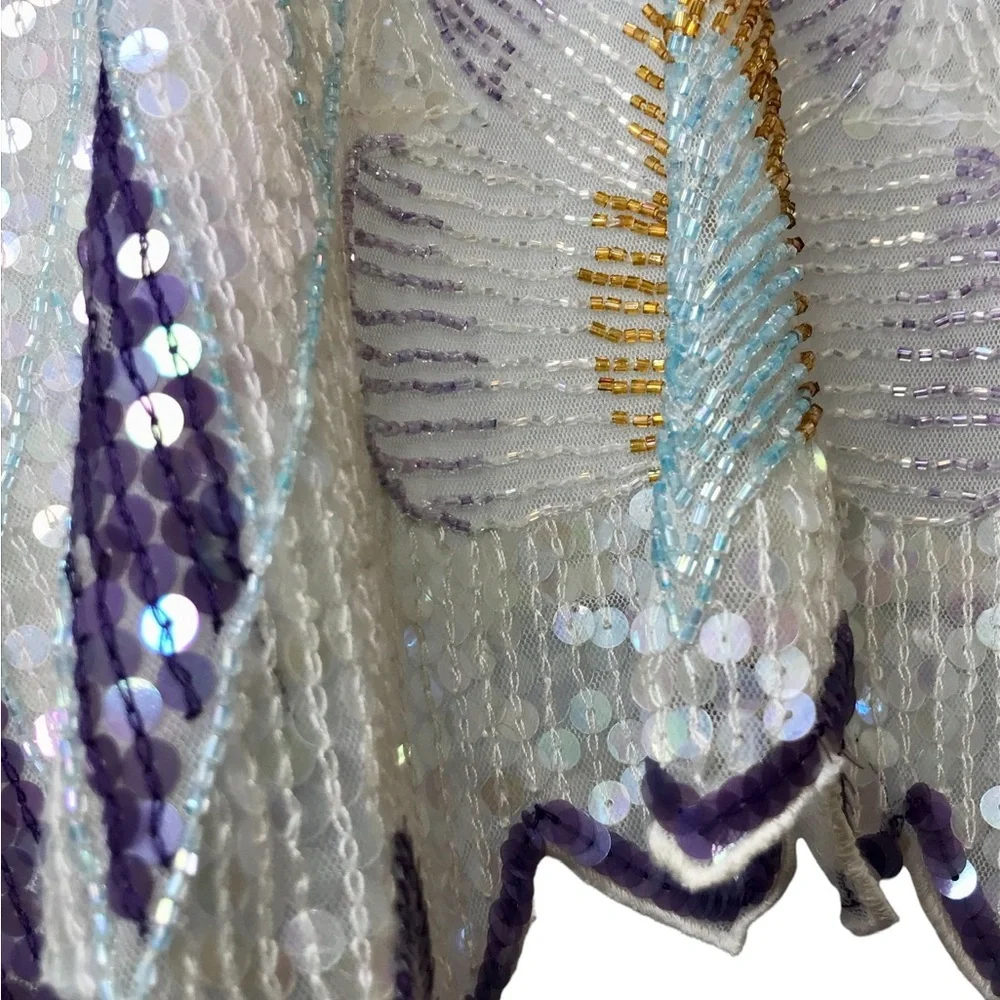 FREE PEOPLE Rare Asymmetrical Beaded Sequin Camisole Top - Picture 7 of 17